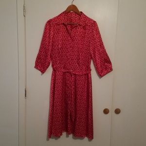 Beautiful Red Dress with White Circle Design.